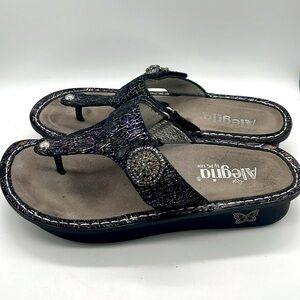 Alegria Sz 38 Leather Sandals embellished CAR-538 incandescent